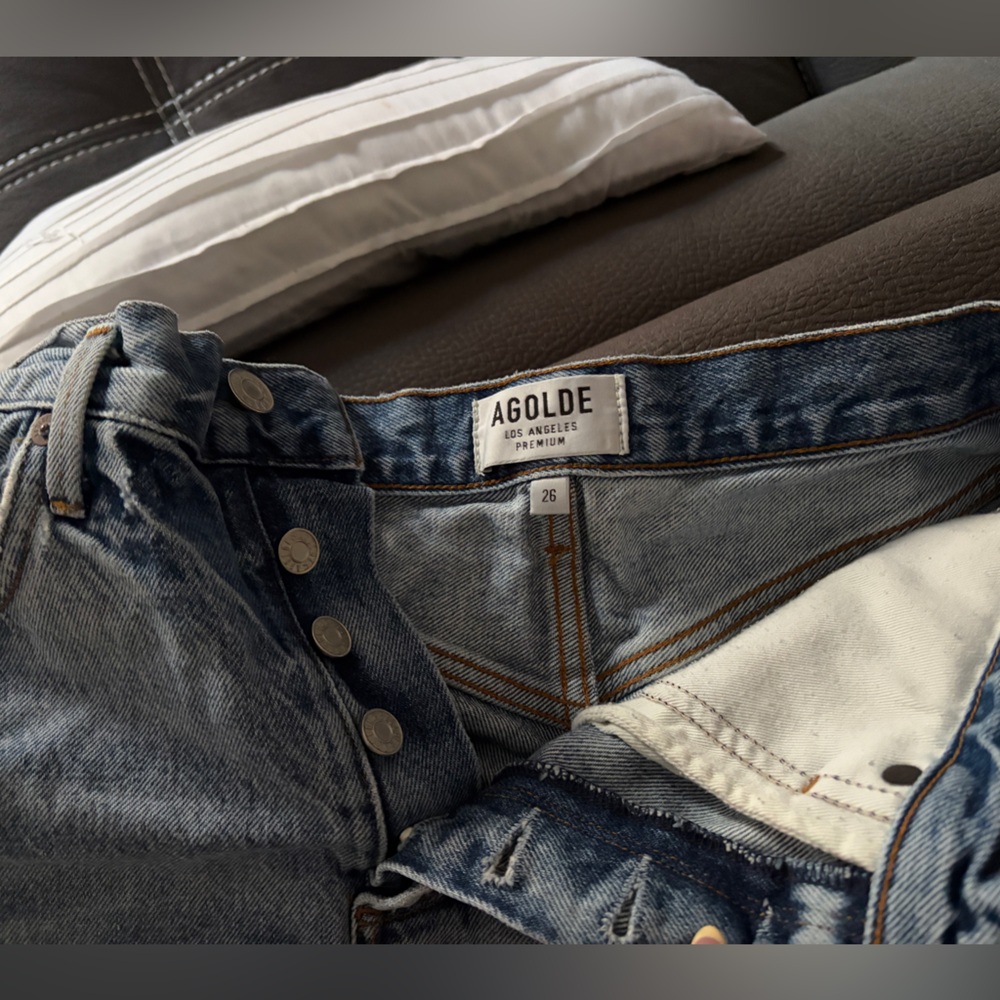 Agolde Men’s Dark Blue Skinny Jeans with Button Fly